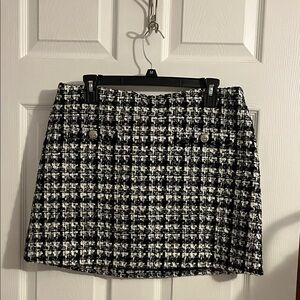 H&M Black and White Tweed Mini Skirt